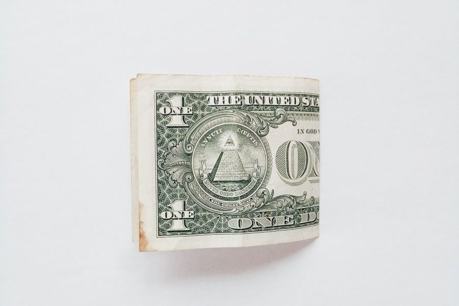 A folded dollar bill.
