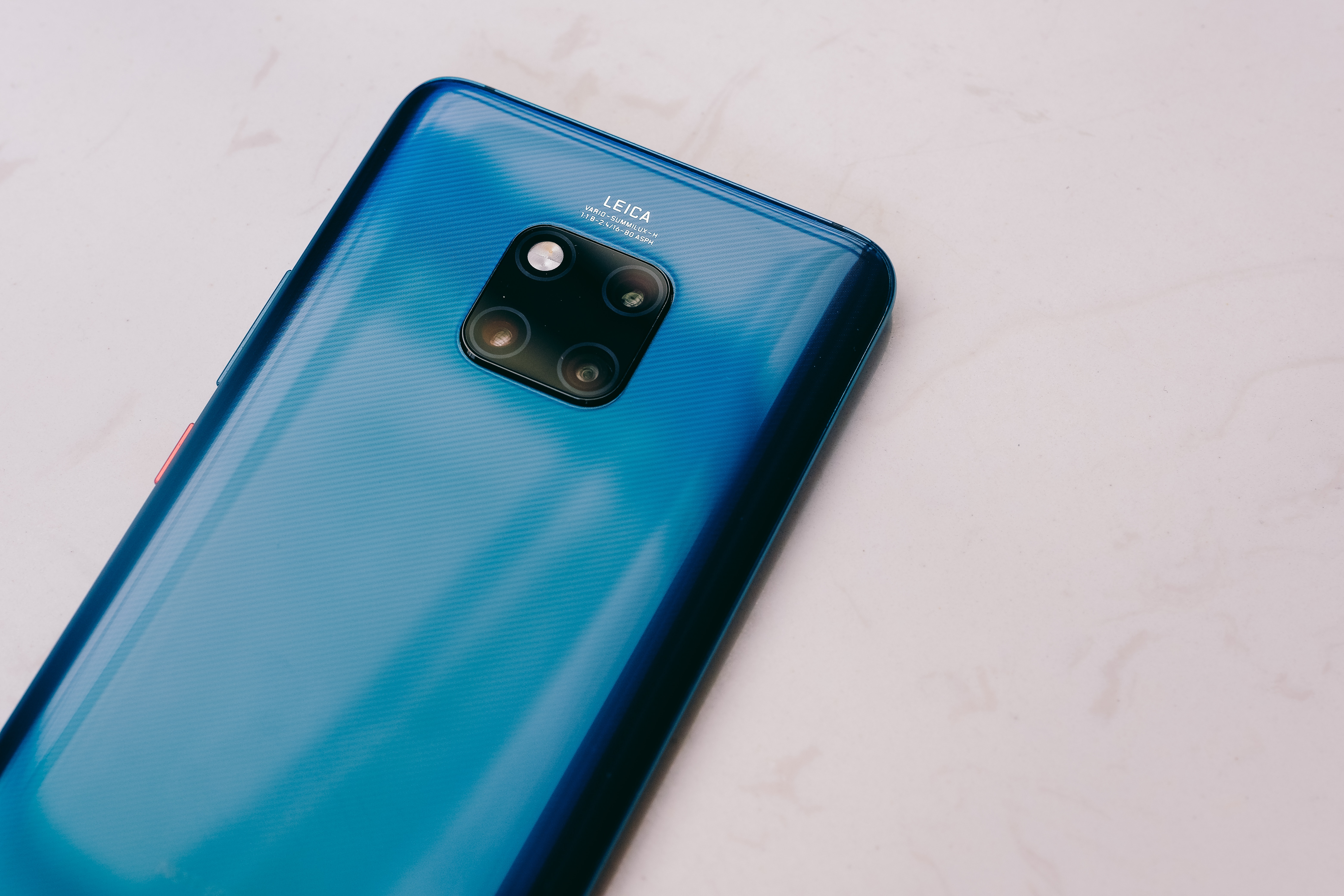 An azure blue cell phone.