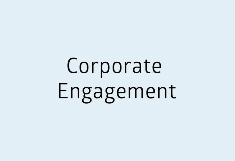 Light Blue Box with Corporate Engagement Written on It