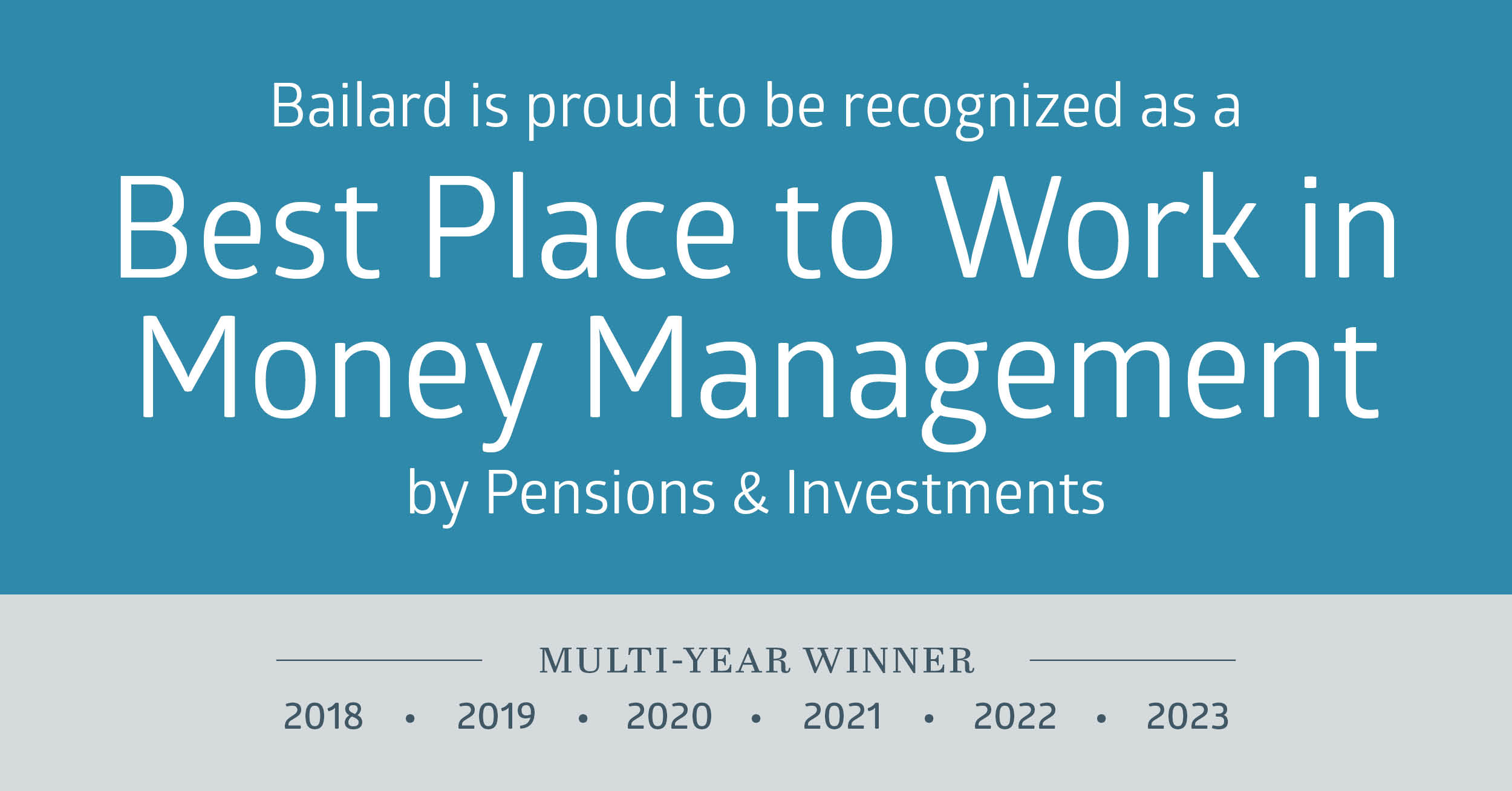 Image: Bailard is proud to be recognized as a Best Place to Work in Money Management by Pensions & Investments