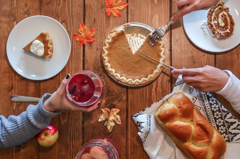 Thanksgiving table with pumpkin pie. Photo credit: Element5 Digital on Unsplash