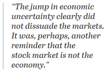 Pull Quote, another reminder that the stock market is not the economy