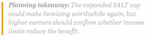 SALT cap plan takeaway for tax planning