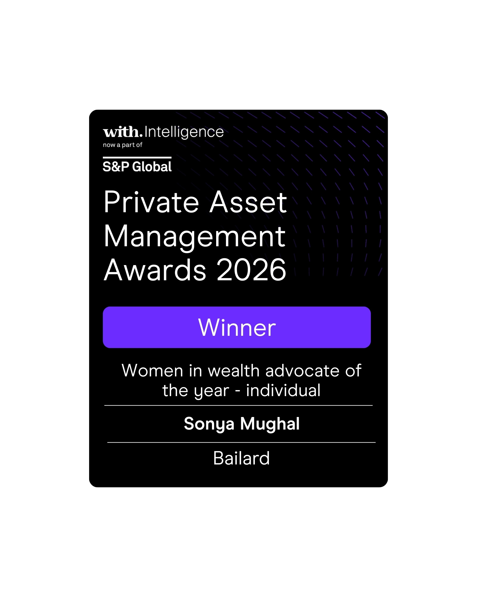 Women in wealth advocate of the year - Sonya Mughal, Bailard